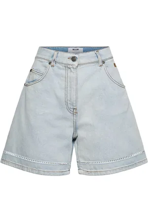 Msgm Shorts De Algodón Con Cintura Alta
