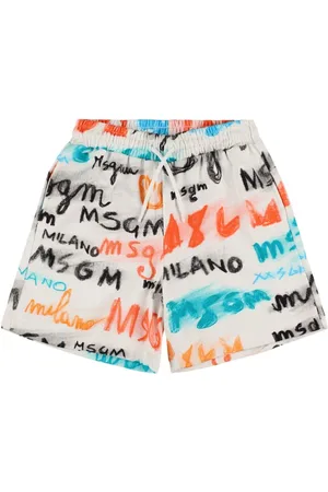 Msgm Shorts Deportivos De Algodón Estampados