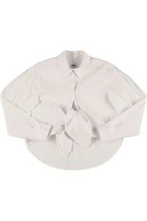 Msgm Camisa De Popelina De Algodón Con Lazo