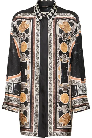 Roberto Cavalli Vestido Camisero De Sarga De Seda Estampado