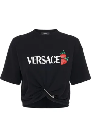 VERSACE Camiseta Corta De Algodón Jersey Con Logo