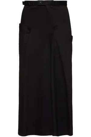 YOHJI YAMAMOTO Falda De Sarga De Algodón Con Refuerzo