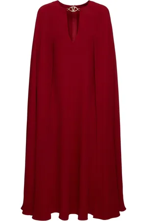 VALENTINO Vestido Midi De Cady Con Capa