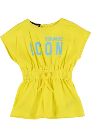 Dsquared2 Vestido De Algodón Jersey Con Logo Estampado
