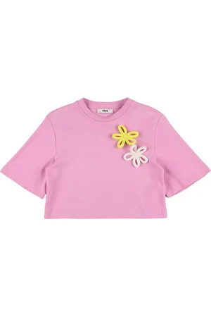 Msgm Camiseta De Jersey De Algodón Con Apliques
