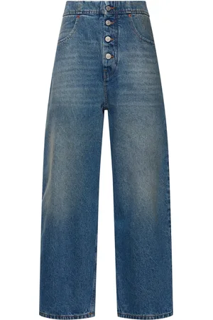Maison Margiela Jeans De Denim De Algodón Con Cintura Alta