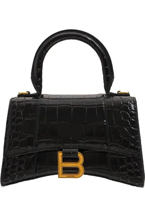 Balenciaga Bolso Hourglass De Piel Grabada Efecto Cocodrilo