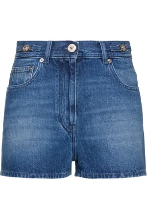 VERSACE Shorts De Denim De Algodón Lavado