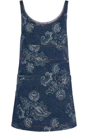 Etro Vestido Corto De Denim Estampado