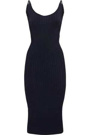MUGLER Vestido Midi De Punto Acanalado