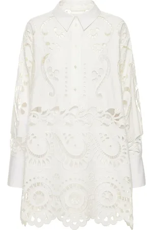 VALENTINO Camisa Oversize De Encaje De Algodón