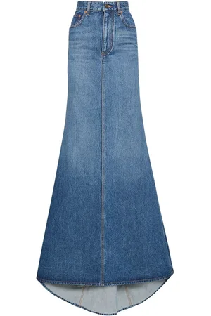VALENTINO Falda Larga De Denim Con Cintura Alta