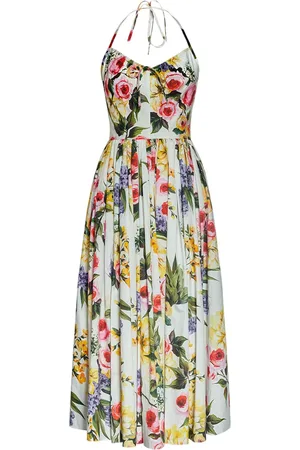 Dolce & Gabbana Vestido Midi De Popelina De Algodón Estampado