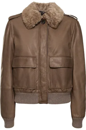 Brunello Cucinelli Chaqueta De Piel Con Cuello De Pelo