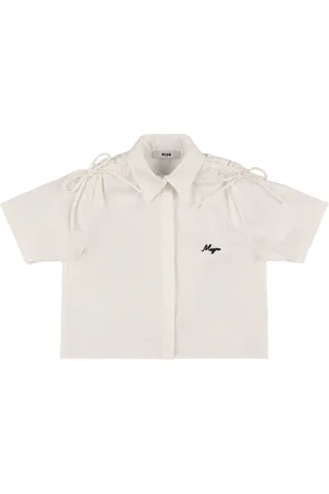 Msgm Camisa De Popelina De Algodón Con Lazo
