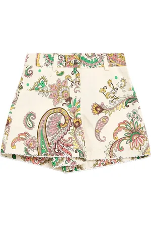 Etro Shorts De Popelina De Algodón Estampados