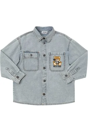 Moschino Camisa De Denim De Algodón Estampada