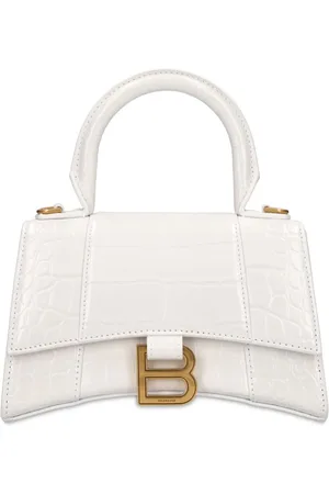 Balenciaga Bolso Hourglass De Piel Grabada Efecto Cocodrilo