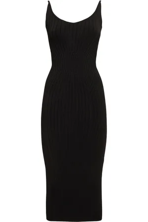 MUGLER Vestido Midi De Punto Acanalado