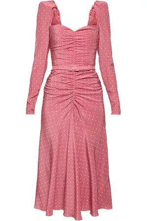 Alessandra Rich Vestido Midi De Seda Con Estampado