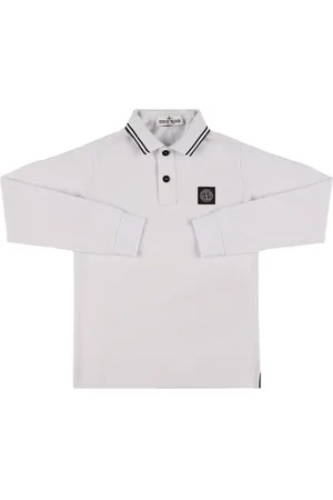 Stone Island Polo De Algodón Piqué Con Mangas Largas
