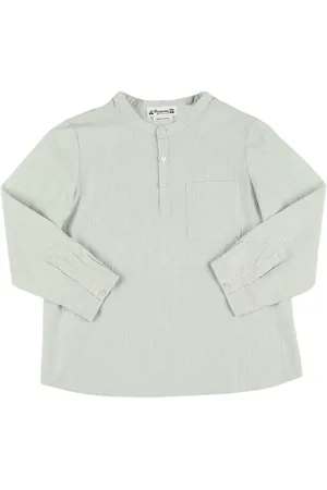 BONPOINT Camisa De Popelina De Algodón A Rayas