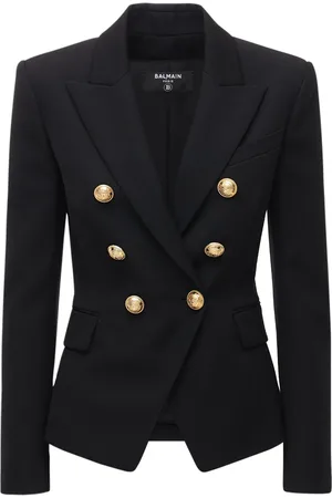 Balmain Blazer Cruzado De Grain De Poudre