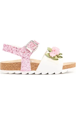 MONNALISA Sandalias Glitter Con Aplique Flor