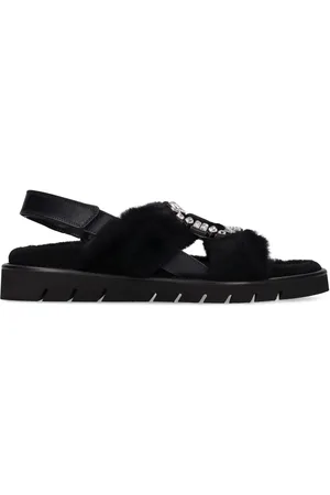Roger Vivier Sandalias De Estrás Y Pelo 10mm