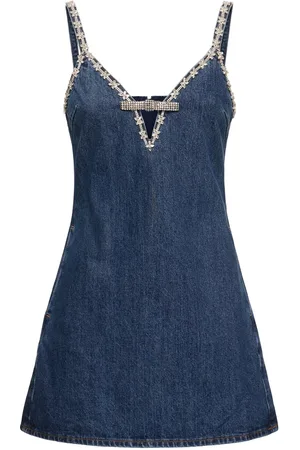 Self-Portrait Vestido Corto De Denim