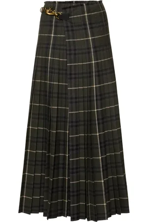 Burberry Falda Larga Plisada De Lana