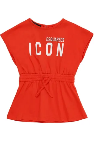 Dsquared2 Vestido De Algodón Jersey Con Logo Estampado