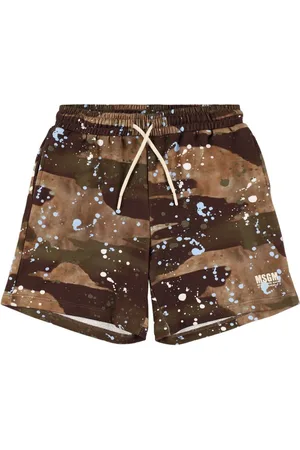 Msgm Shorts Deportivos De Algodón Estampados