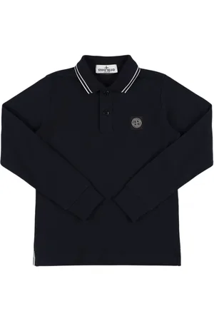 Stone Island Polo De Algodón Piqué Con Mangas Largas