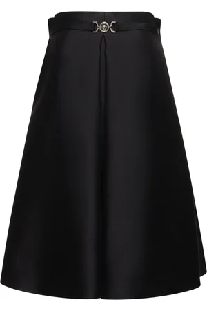 VERSACE Vestido Corto De Sarga De Seda Y Lana Sin Tirantes