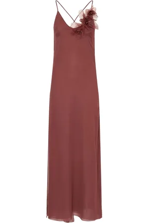 BLUMARINE Vestido Largo De Georgette Con Flores