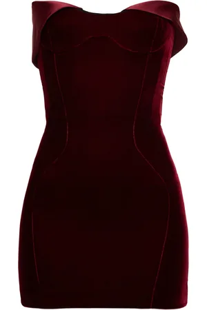 MUGLER Vestido Corto De Terciopelo Y Satén