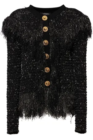 Balmain Chaqueta De Tweed Con Flecos