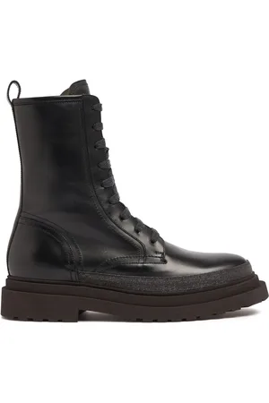 Brunello Cucinelli Botas Combat De Piel Y Cristales 30mm