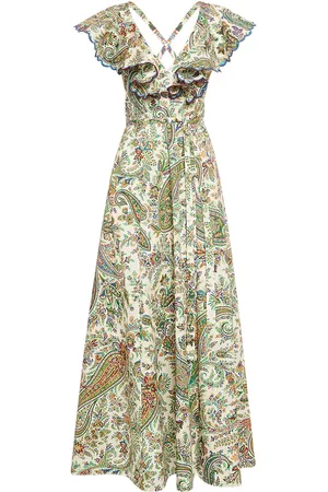 Etro Vestido Midi De Algodón Estampado