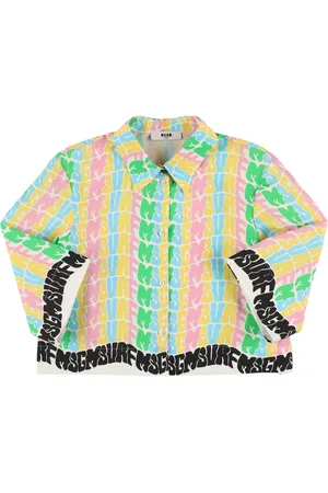 Msgm Camisa De Popelina De Algodón Estampada
