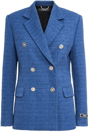 VERSACE Chaqueta Cruzada De Tweed De Algodón