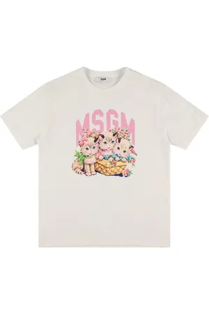 Msgm Camiseta De Algodón Interlock Estampado