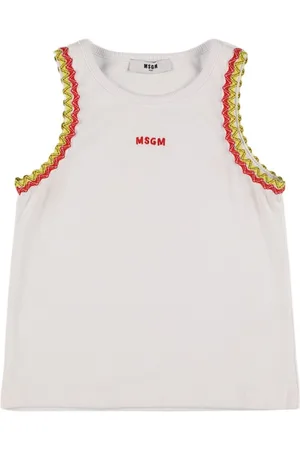 Msgm Tank Top De Algodón Jersey Con Bordado