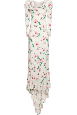 Alessandra Rich Vestido Maxi De Seda Estampado