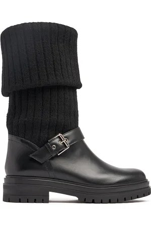 Gianvito Rossi Botas Biker De Punto Y Piel 20mm
