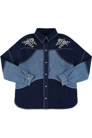 The New Society Camisa De Denim De Algodón Bordada