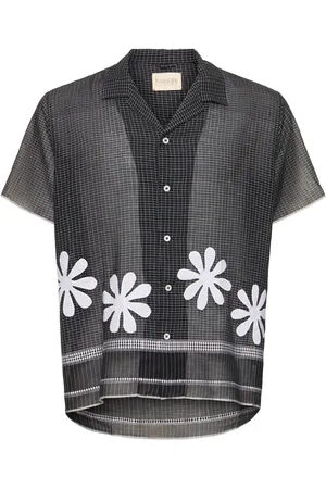HARAGO Camisa De Algodón Aplicado Con Manga Corta