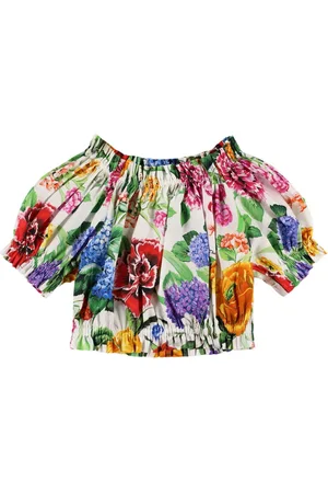 Dolce & Gabbana Top Corto De Algodón Con Estampado