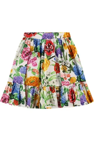 Dolce & Gabbana Falda De Algodón Con Estampado Floral